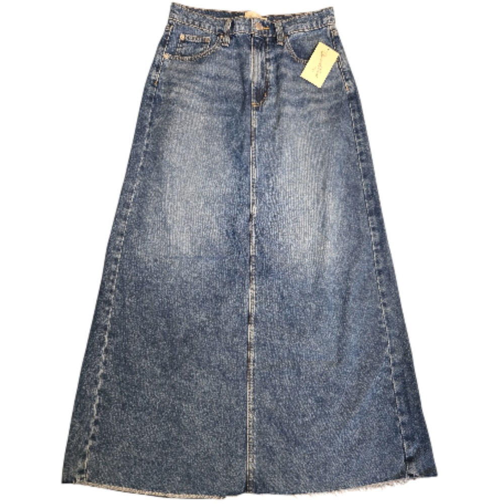 NWT Universal Thread Maxi Dark Wash Denim Jean Skirt w/Back Slit Sz 4 26
